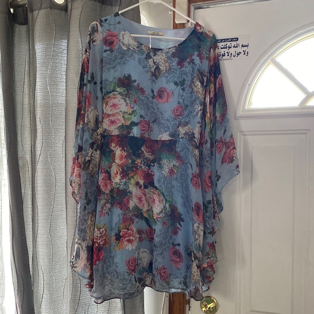 Blue floral angel wing dress